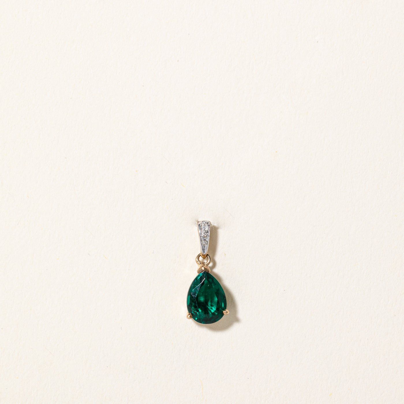 Synthetic Emerald & Diamond Pendant | 1.25ct, 0.01ctw |