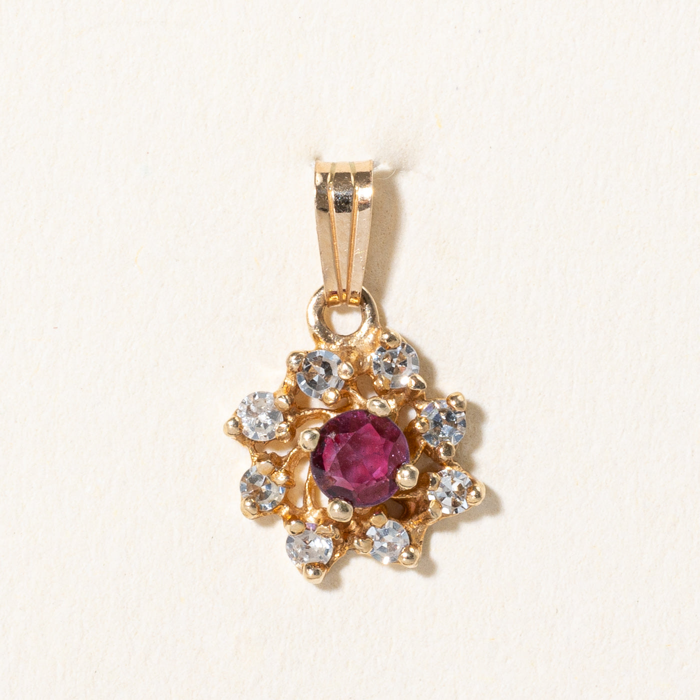 Ruby & Diamond Halo Pendant | 0.16ct, 0.16ctw |