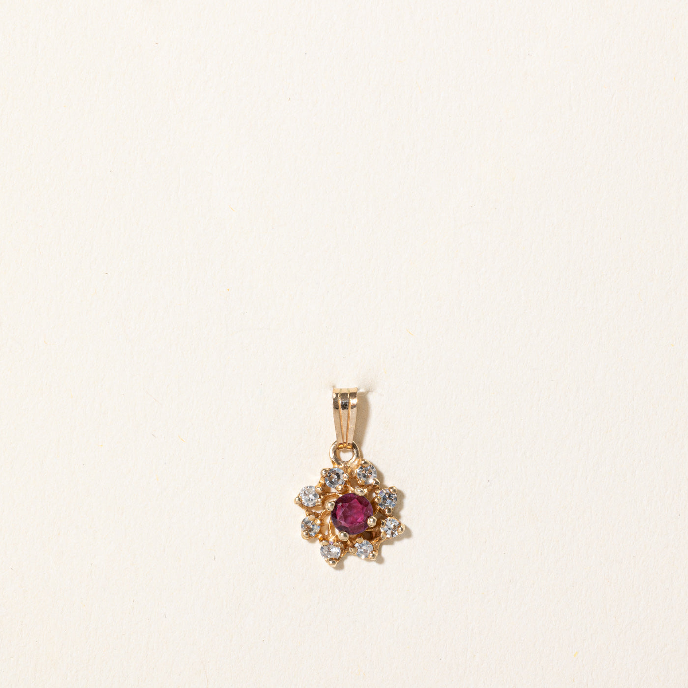 Ruby & Diamond Halo Pendant | 0.16ct, 0.16ctw |