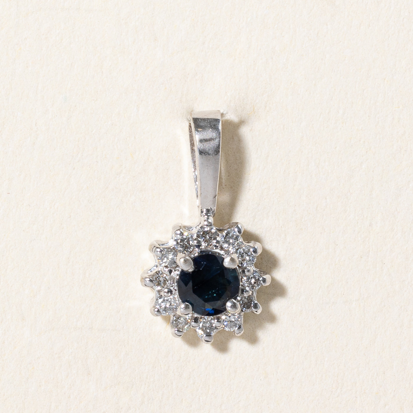 Sapphire & Diamond Halo Pendant | 0.25ct, 0.12ctw |
