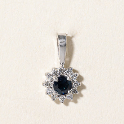 Sapphire & Diamond Halo Pendant | 0.25ct, 0.12ctw |