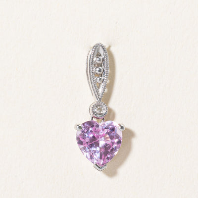 Synthetic Pink Sapphire & Natural Diamond Heart Pendant | 1.00ct, 0.005ct |