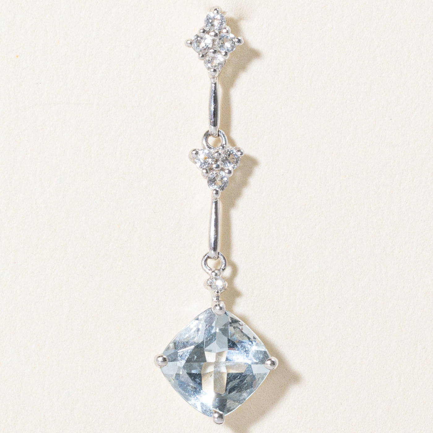 Aquamarine & White Topaz Drop Pendant | 1.20ctw |