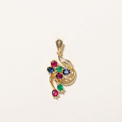 Ornate Multi Gemstones Pendant | 1.24ctw |