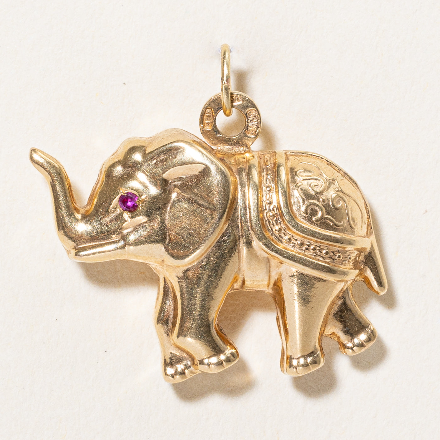 Synthetic Ruby Elephant Pendant | 0.02ctw |