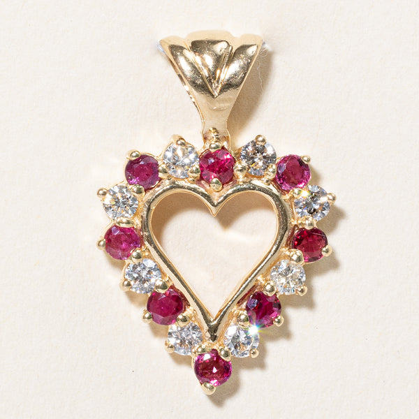 Ruby & Diamond Heart Pendant | 0.64ctw, 0.60ctw |