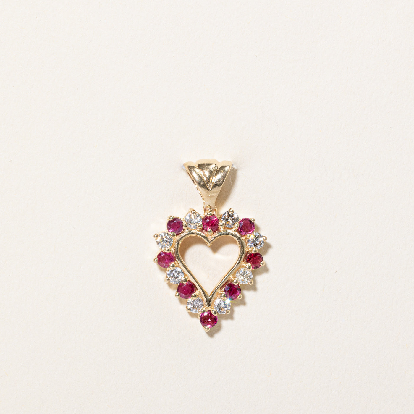 Ruby & Diamond Heart Pendant | 0.64ctw, 0.60ctw |