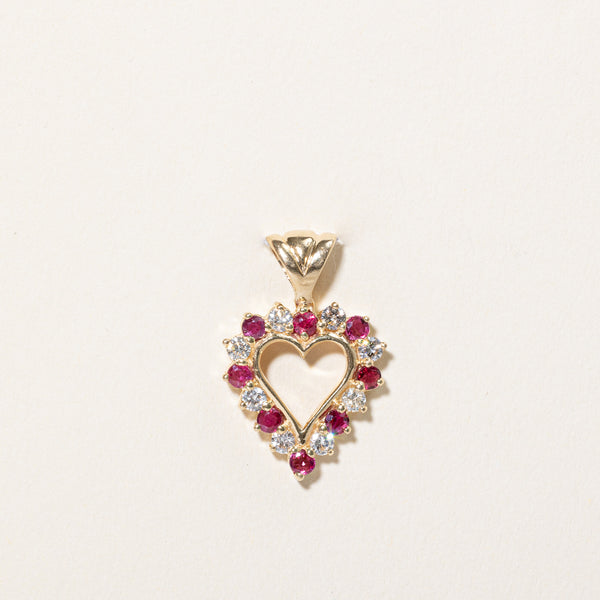 Ruby & Diamond Heart Pendant | 0.64ctw, 0.60ctw |