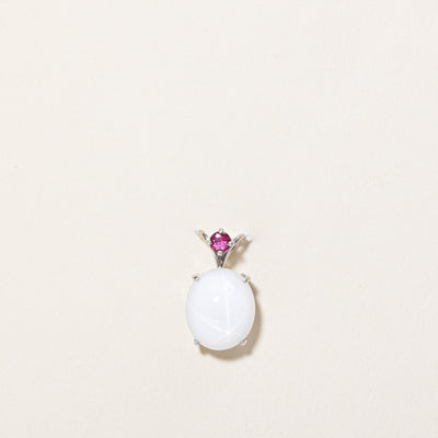 Synthetic White Star Sapphire & Natural Ruby Pendant | 7.00ct, 0.08ct |