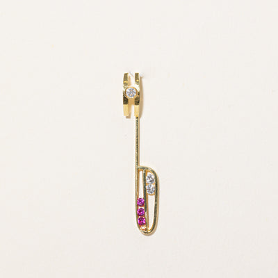 Diamond & Synthetic Ruby Drop Pendant | 0.11ctw, 0.09ctw |