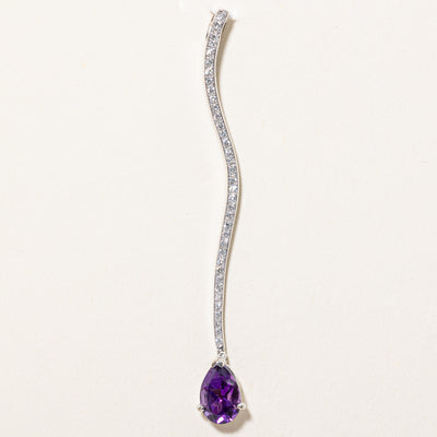 Amethyst & Diamond Drop Pendant | 1.10ct, 0.18ctw |
