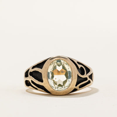 Bezel Set Synthetic Spinel & Enamel Cocktail Ring | 2.15ct | SZ 9 |