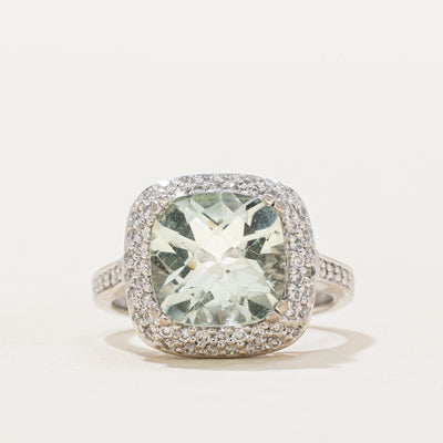 Prasiolite & Diamond Halo Ring | 2.25ct, 0.25ctw | SZ 4.5 |