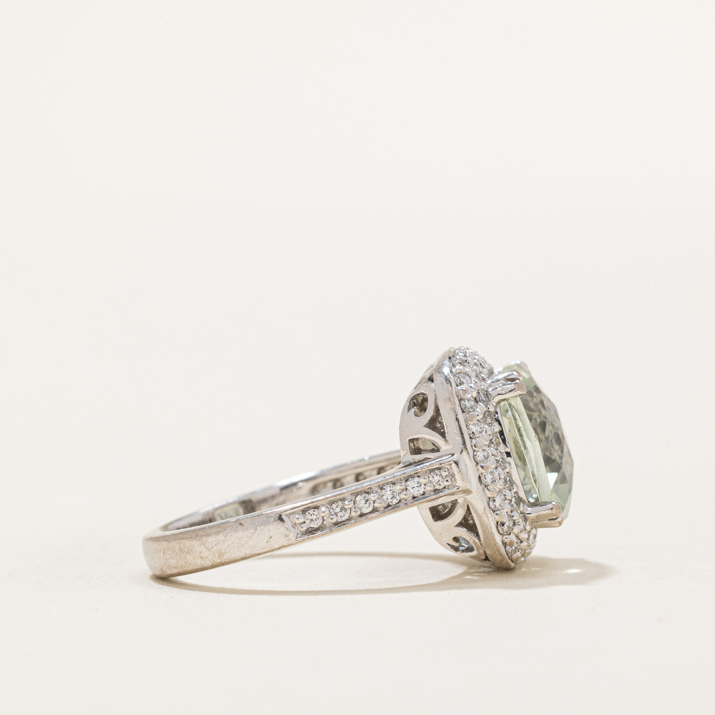 Prasiolite & Diamond Halo Ring | 2.25ct, 0.25ctw | SZ 4.5 |