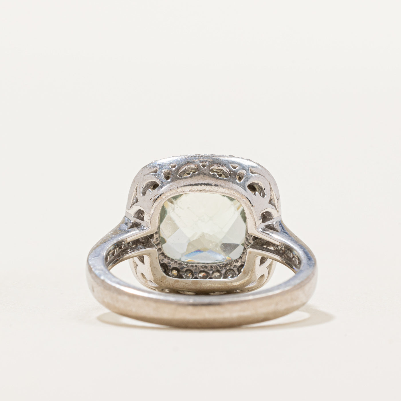 Prasiolite & Diamond Halo Ring | 2.25ct, 0.25ctw | SZ 4.5 |