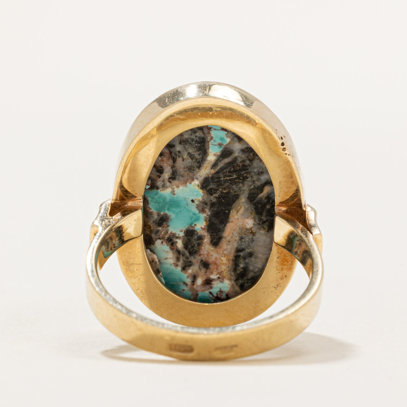 Bague cocktail turquoise poinçonnée ouzbèke 1999 | 12,00 ct | Taille 6,5 | 