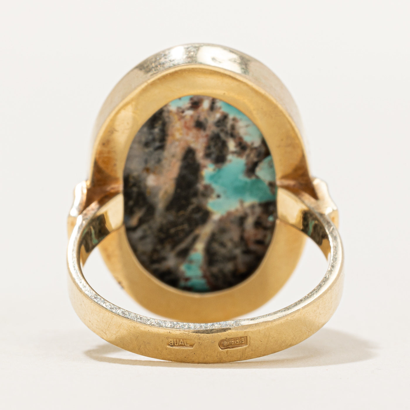 Bague cocktail turquoise poinçonnée ouzbèke 1999 | 12,00 ct | Taille 6,5 | 