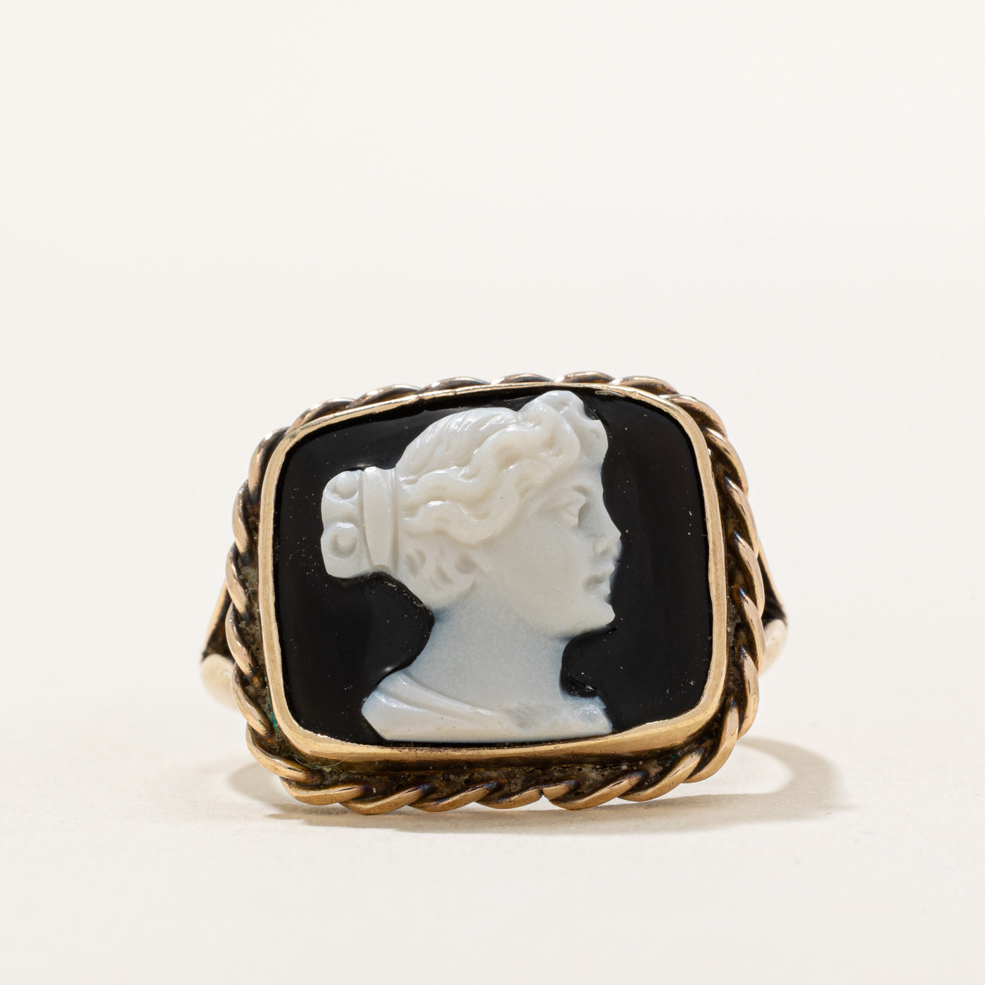 Bague camée en verre et émail | 5,00 ct | Taille 7,5 | 