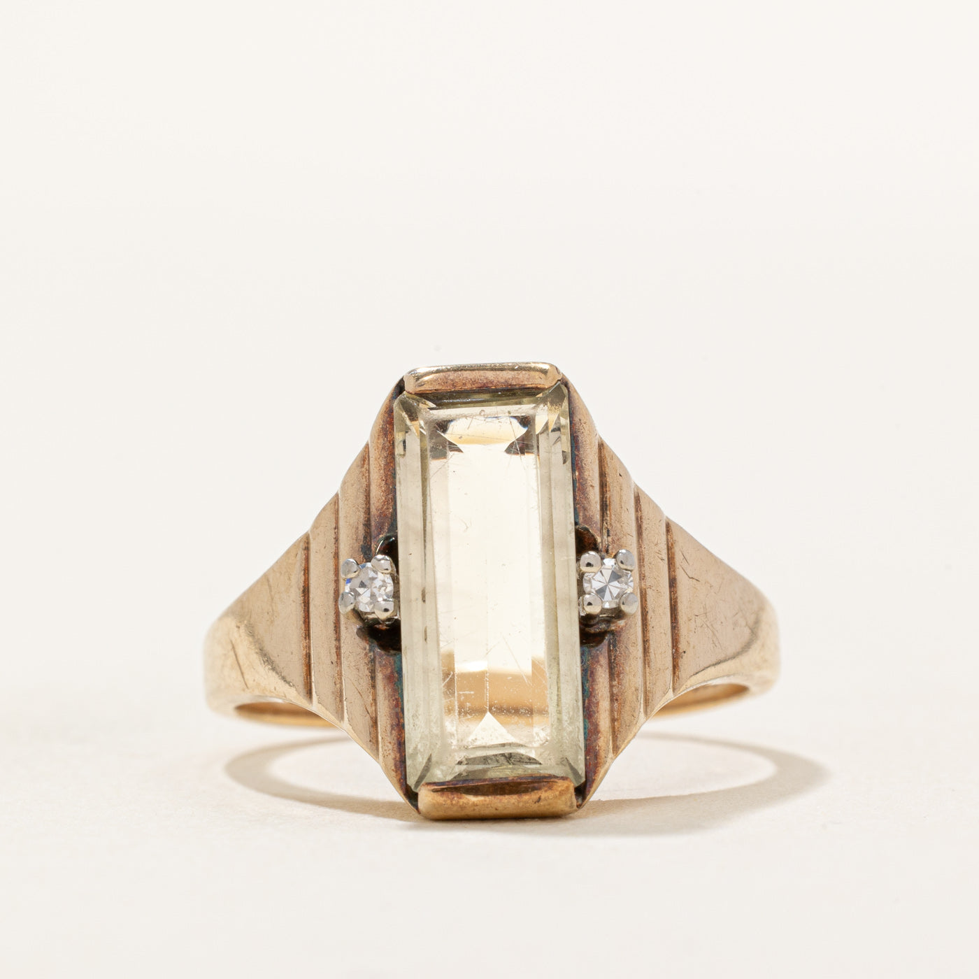 Quartz & Diamond Tapered Ring | 1.75ct, 0.04ctw | SZ 7.75 |
