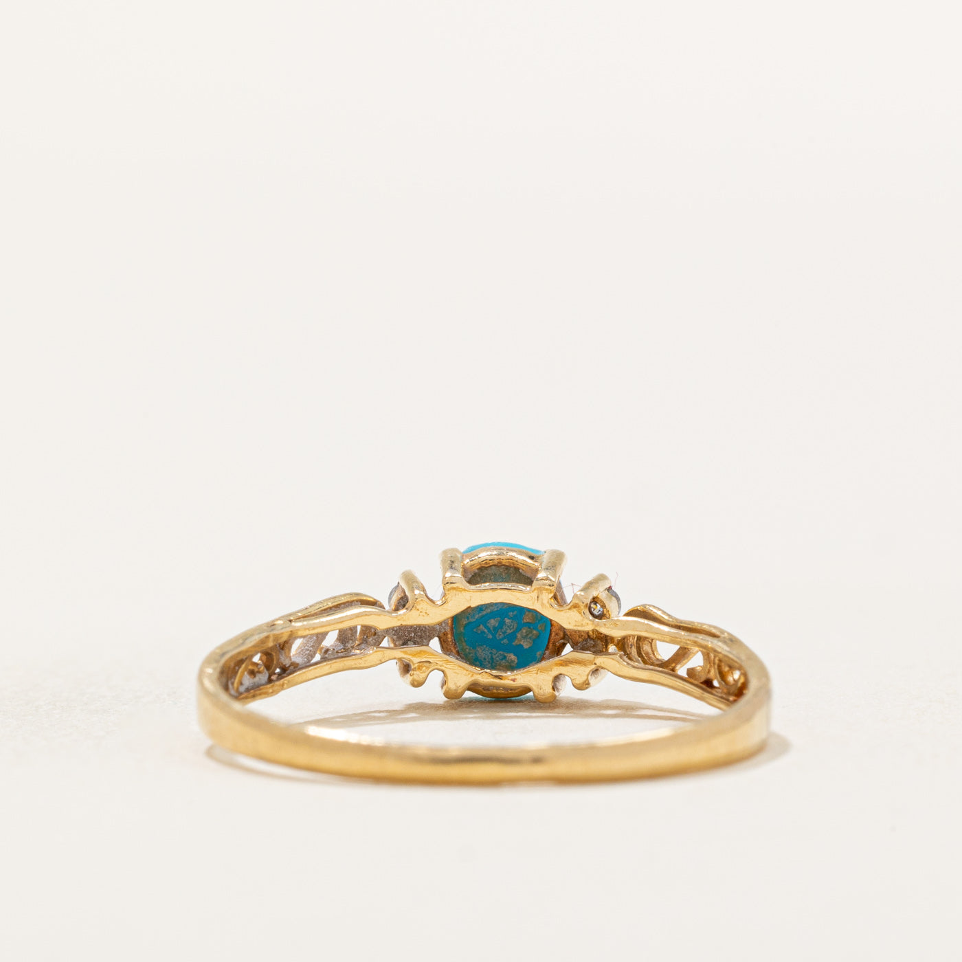 Bague turquoise et diamants | 0,30 ct, 0,02 ct au total | Taille 6,75 | 