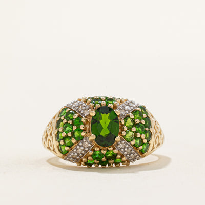 Chrome Diopside & Diamond Cocktail Ring | 1.50ctw, 0.08ctw | SZ 9 |