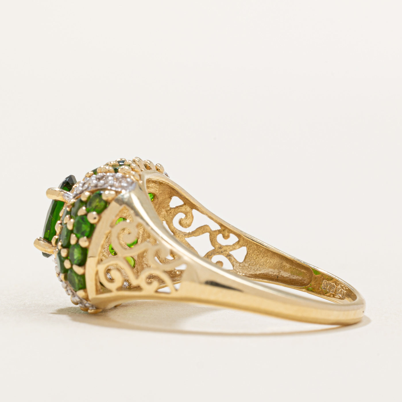Chrome Diopside & Diamond Cocktail Ring | 1.50ctw, 0.08ctw | SZ 9 |