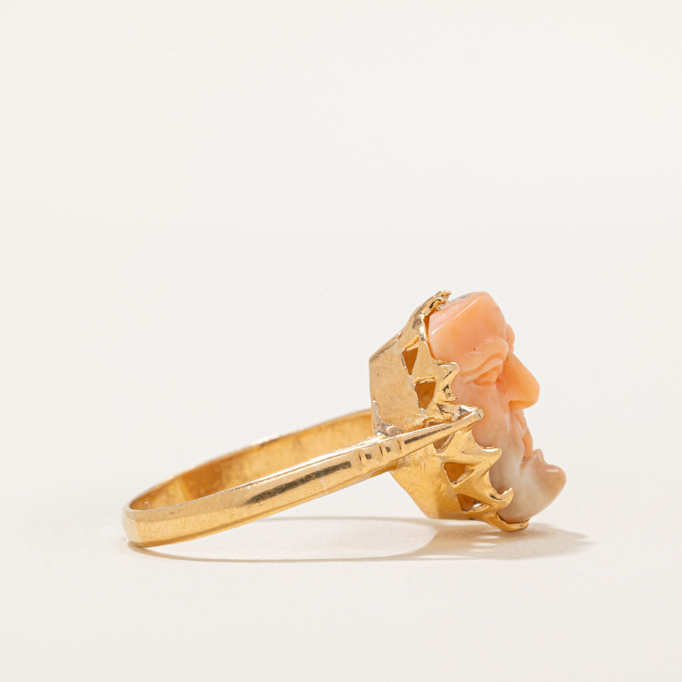 Coral Cameo Mask Ring | 5.00ct | SZ 7.25 |