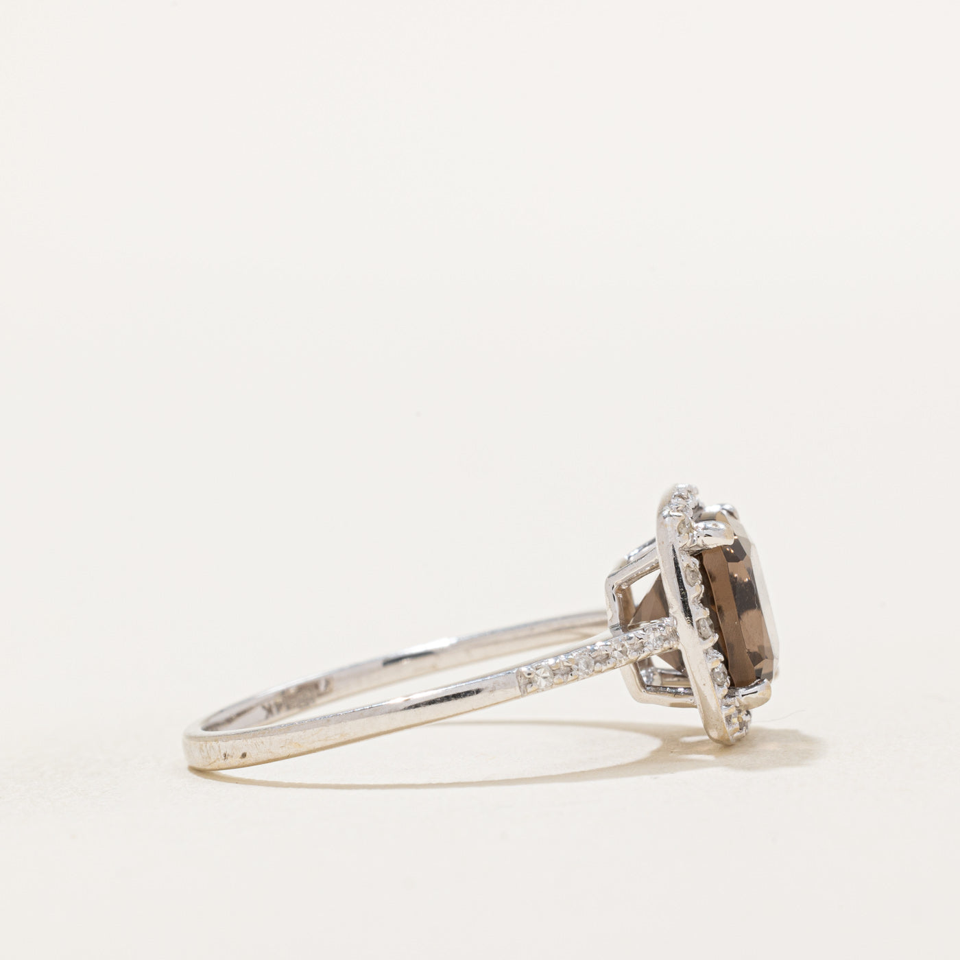 Smoky Quartz & Diamond Halo Ring | 1.70ct, 0.07ctw | SZ 7.25 |