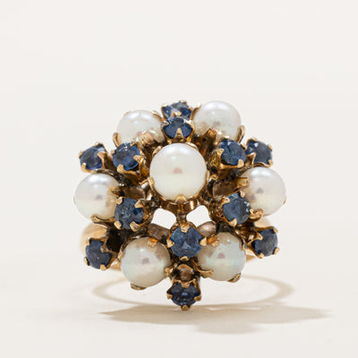 Sapphire & Pearl Cocktail Ring | 1.00ctw | SZ 5.75 |