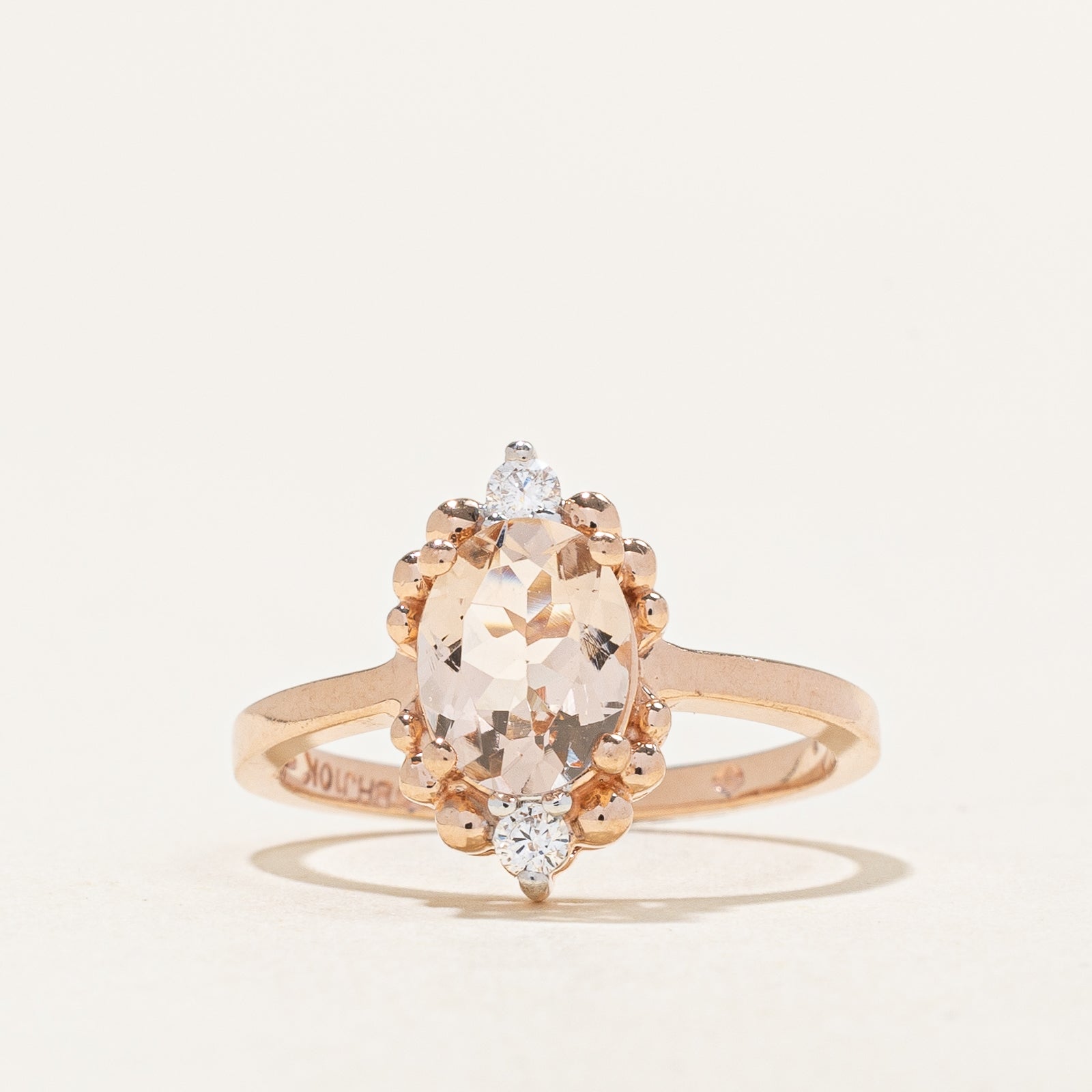 Morganite & Diamond Ring | 0.90ct, 0.07ctw | SZ 5.5 |