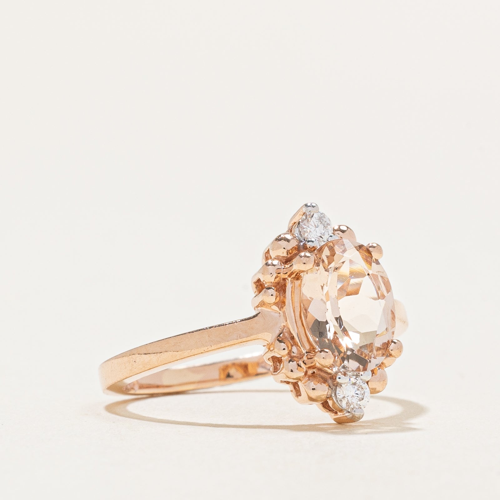 Morganite & Diamond Ring | 0.90ct, 0.07ctw | SZ 5.5 |