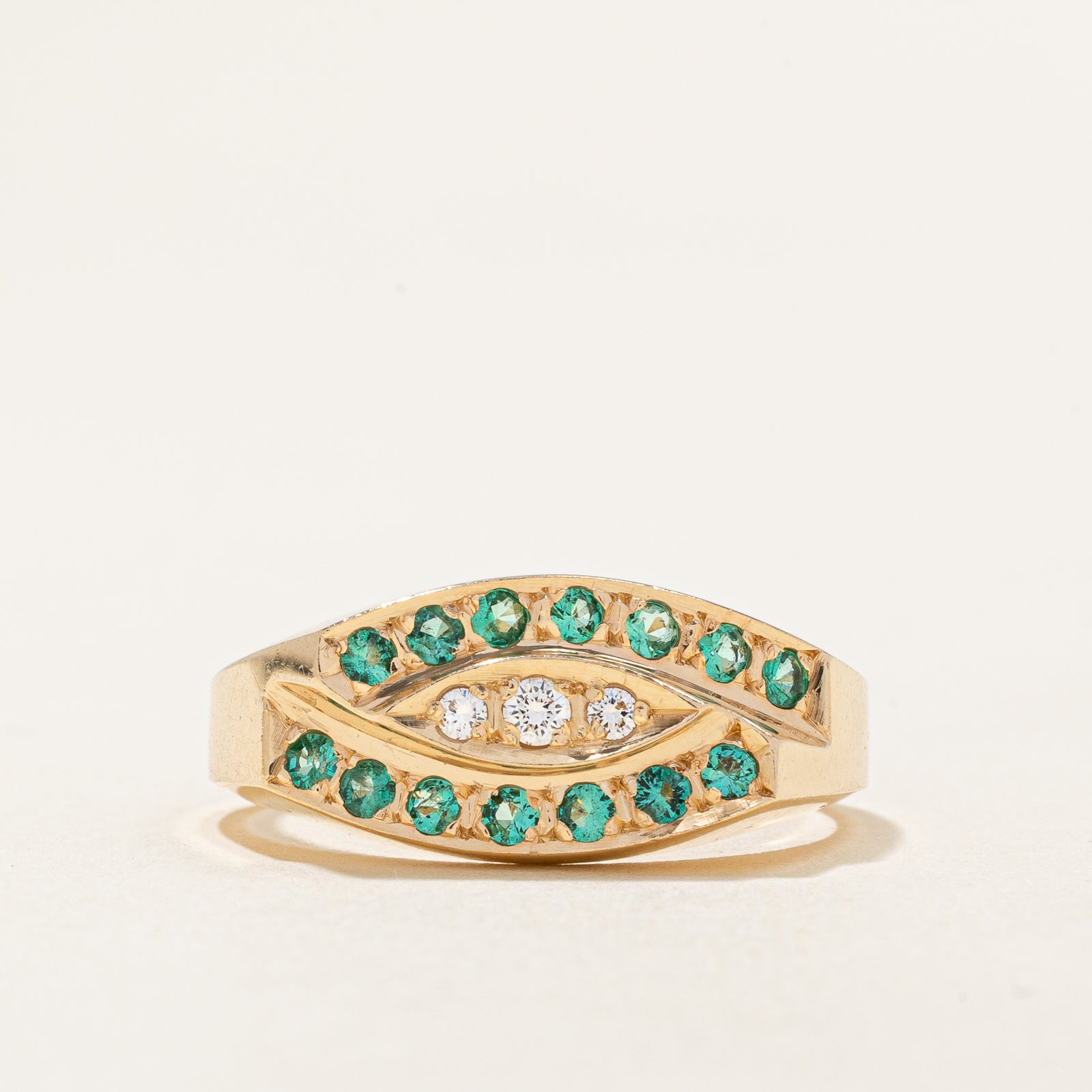 Emerald & Diamond Ring | 0.35ctw, 0.09ctw | SZ 9 |