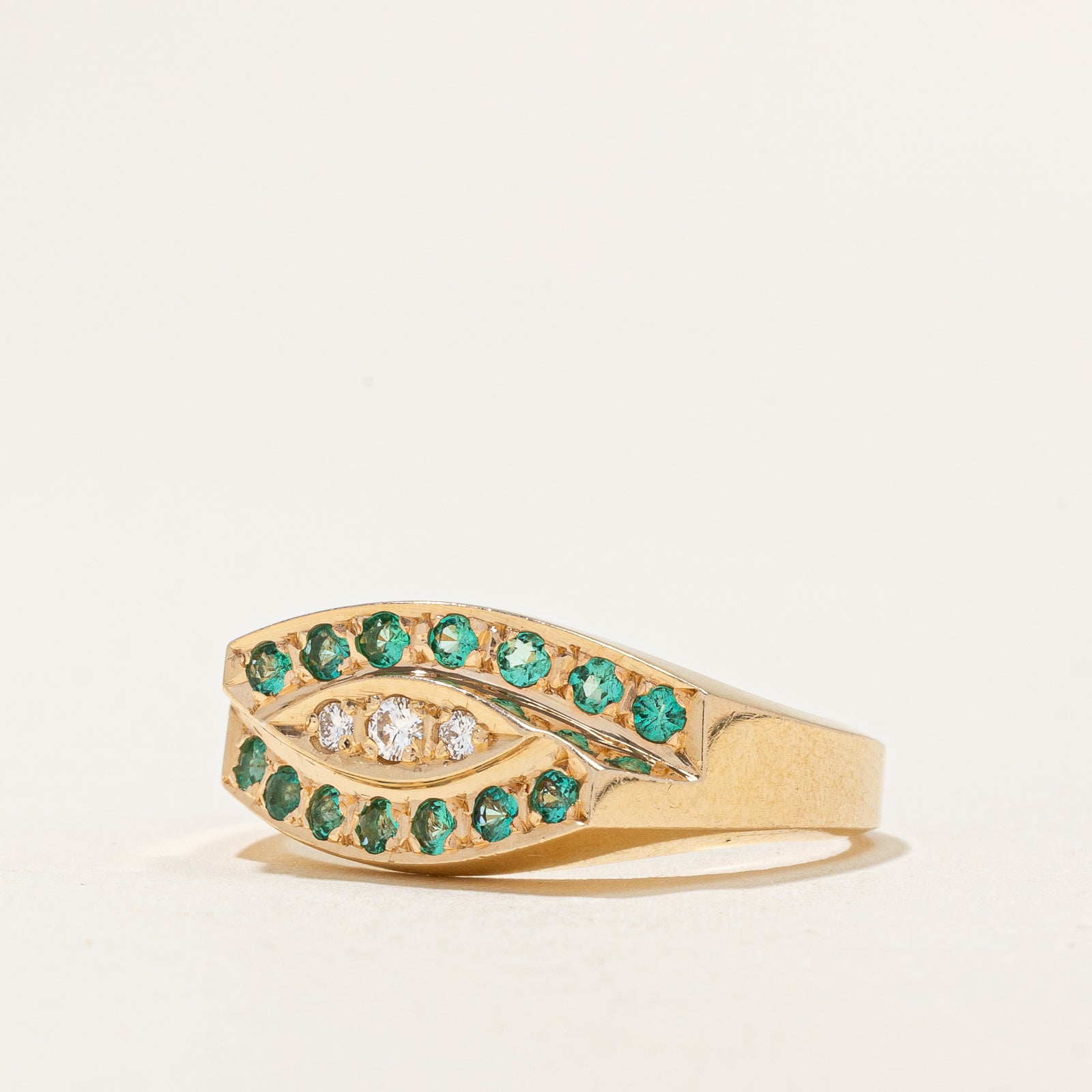 Emerald & Diamond Ring | 0.35ctw, 0.09ctw | SZ 9 |