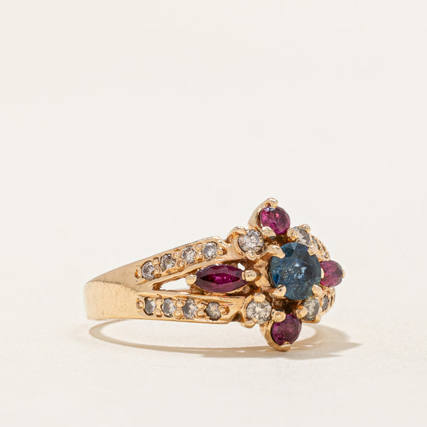 Sapphire, Ruby & Diamond Ring | 0.45ct, 0.32ctw, 0.24ctw | SZ 6.75 |