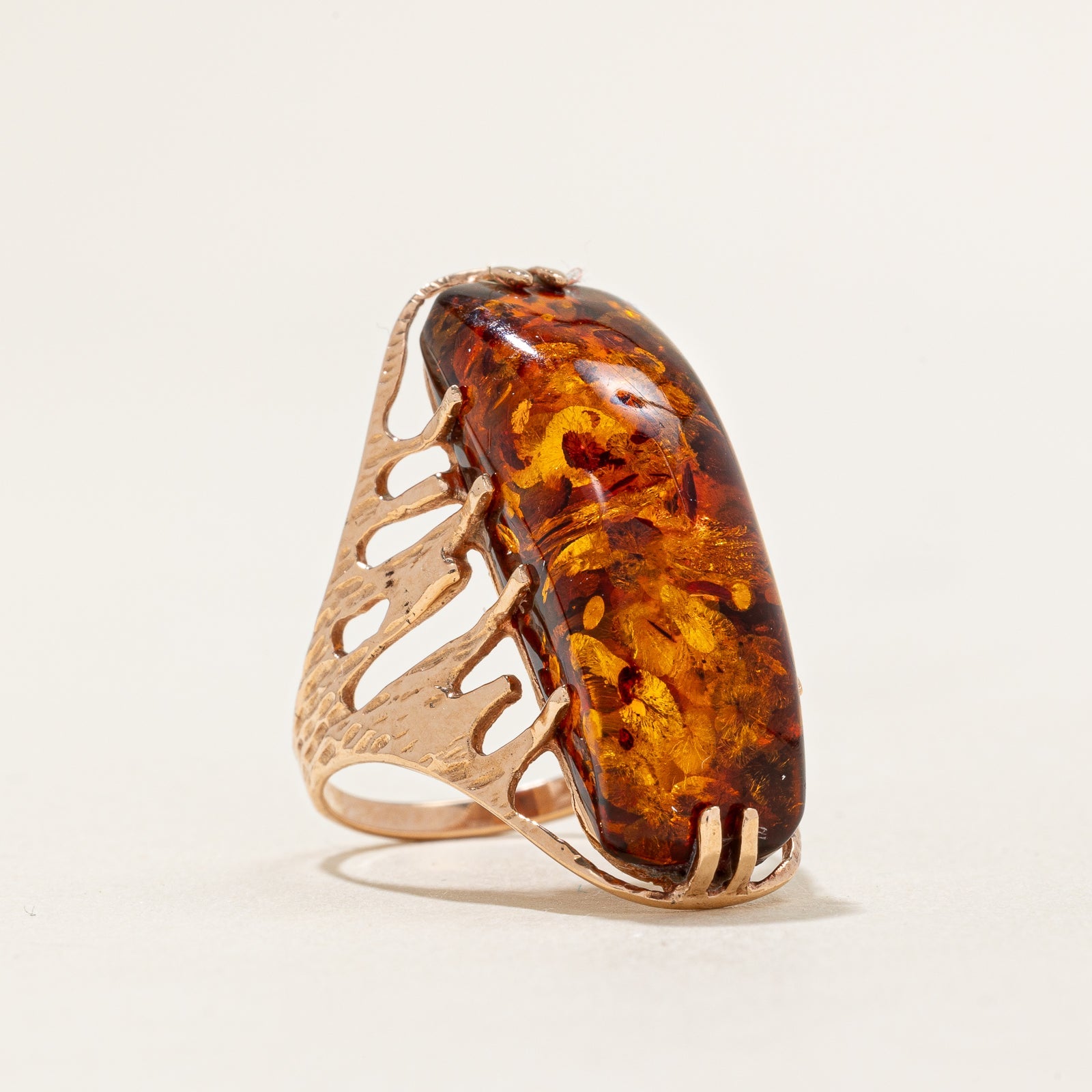 1977 Riga Amber Cocktail Ring | 5.00ct | SZ 6 |