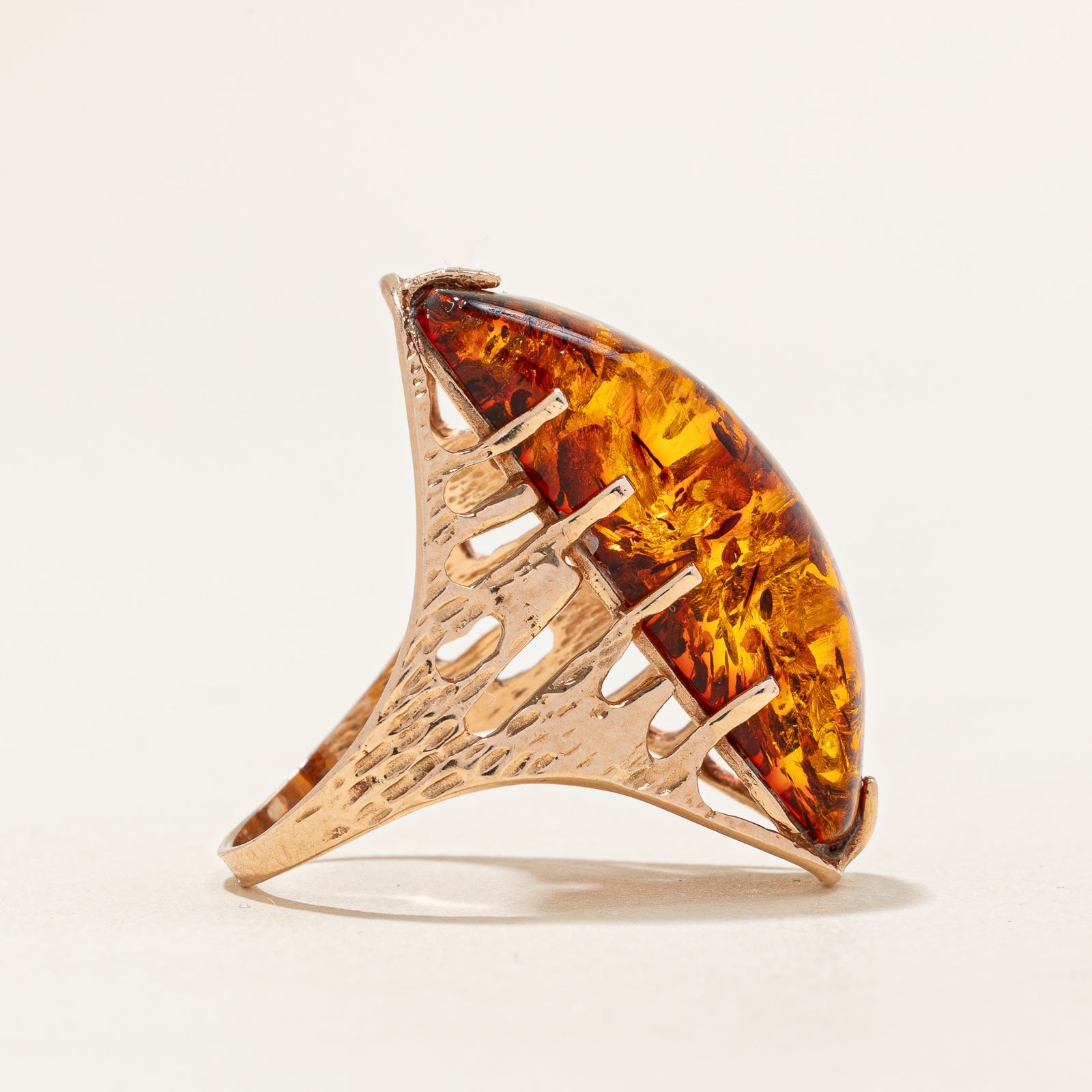 1977 Riga Amber Cocktail Ring | 5.00ct | SZ 6 |