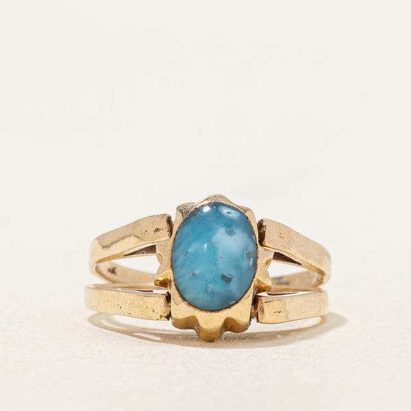 Larimar & Amber Reversible Ring | 0.65ct, 0.30ct | SZ 4 |