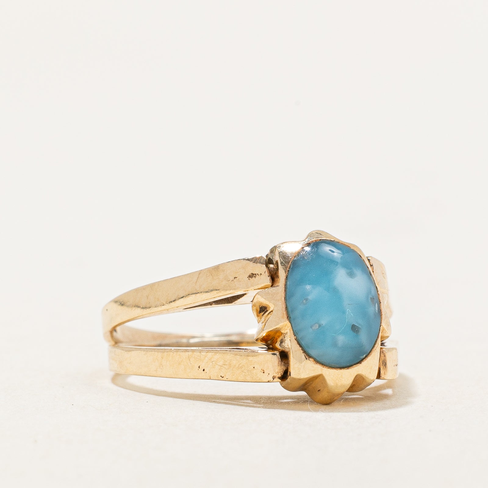 Larimar & Amber Reversible Ring | 0.65ct, 0.30ct | SZ 4 |