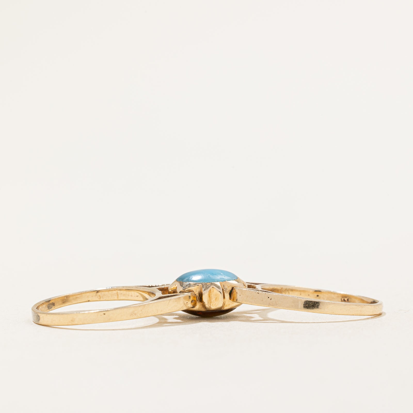 Larimar & Amber Reversible Ring | 0.65ct, 0.30ct | SZ 4 |