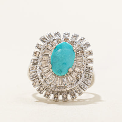 Turquoise & Diamond Ring | 1.40ct, 0.50ctw | SZ 8 |