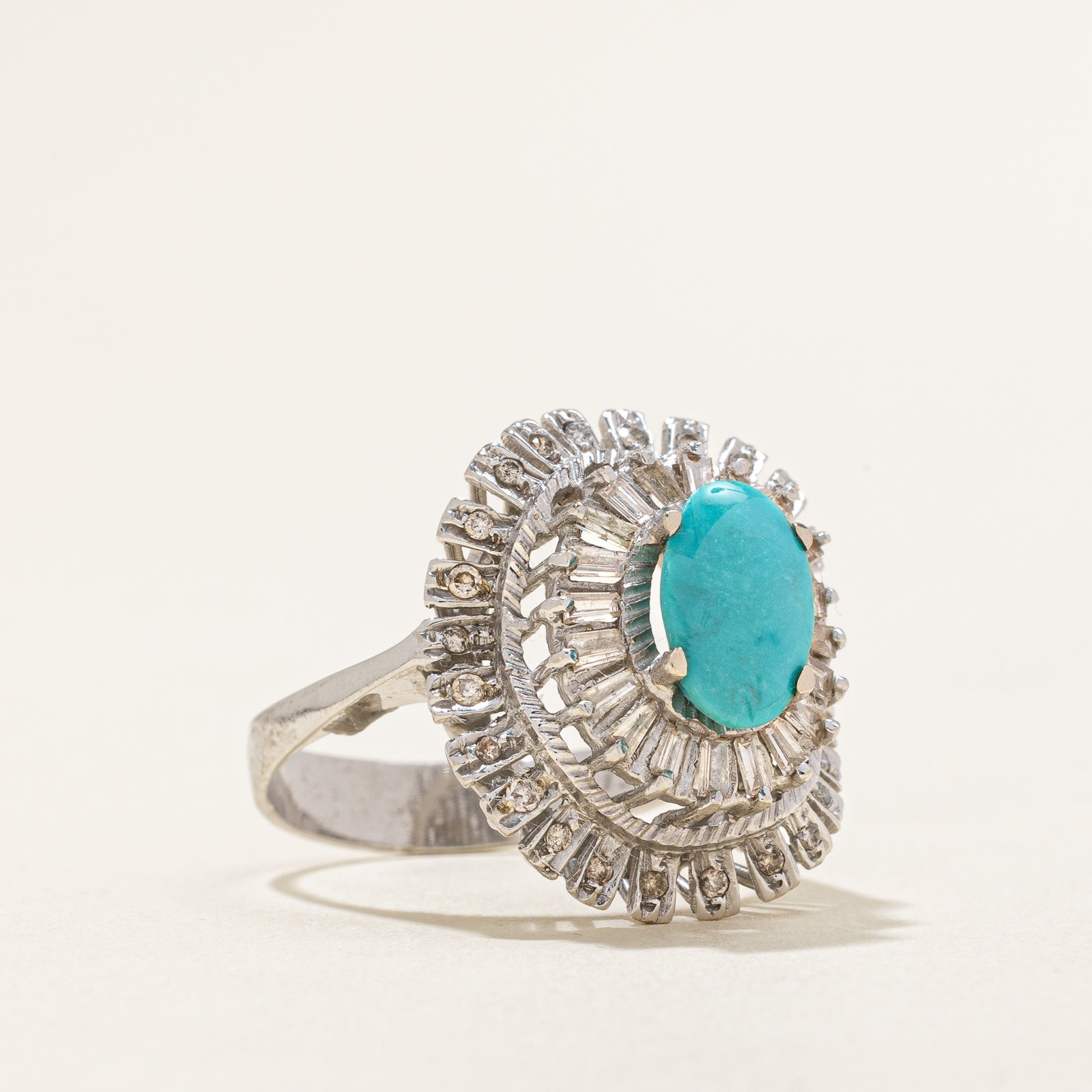 Turquoise & Diamond Ring | 1.40ct, 0.50ctw | SZ 8 |