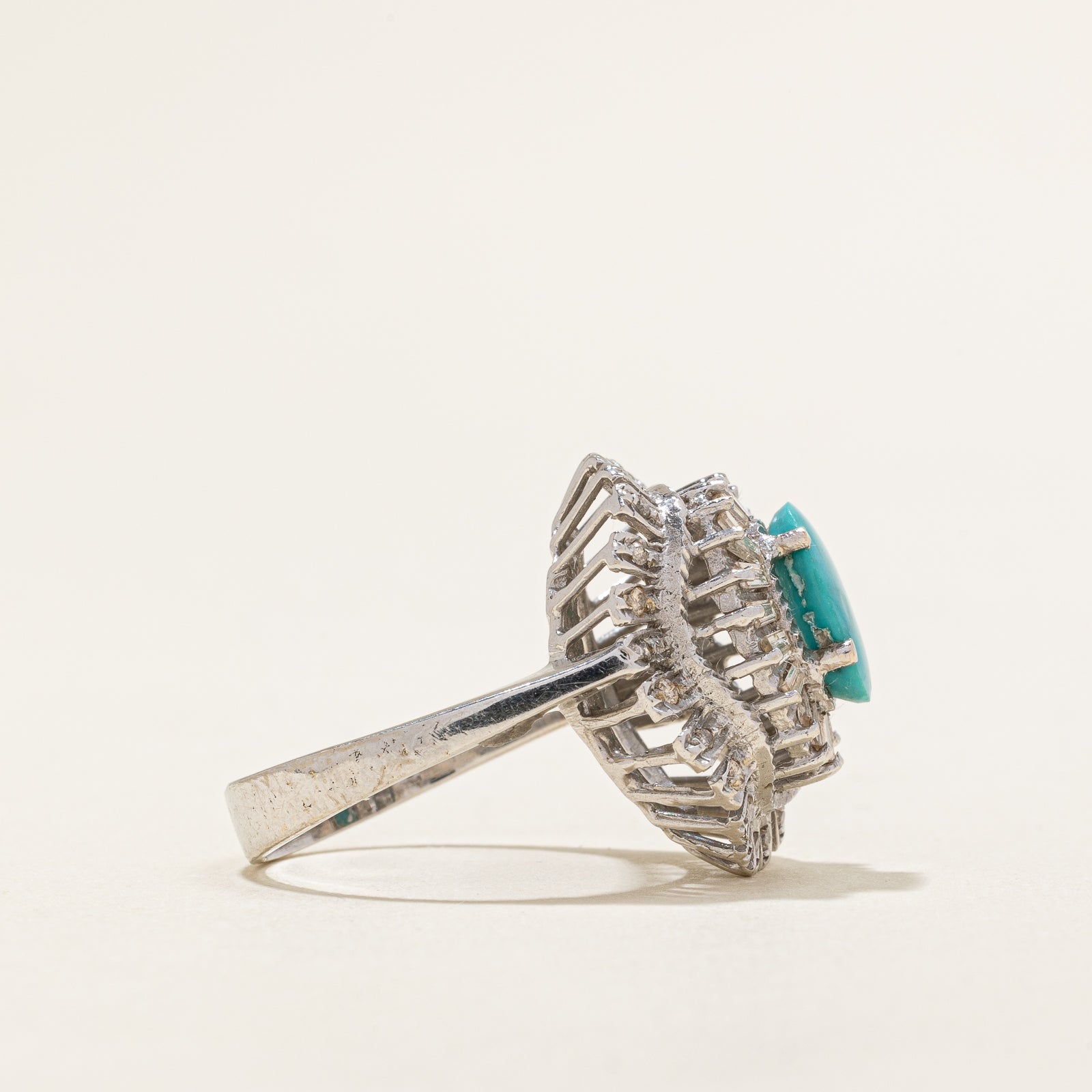 Turquoise & Diamond Ring | 1.40ct, 0.50ctw | SZ 8 |