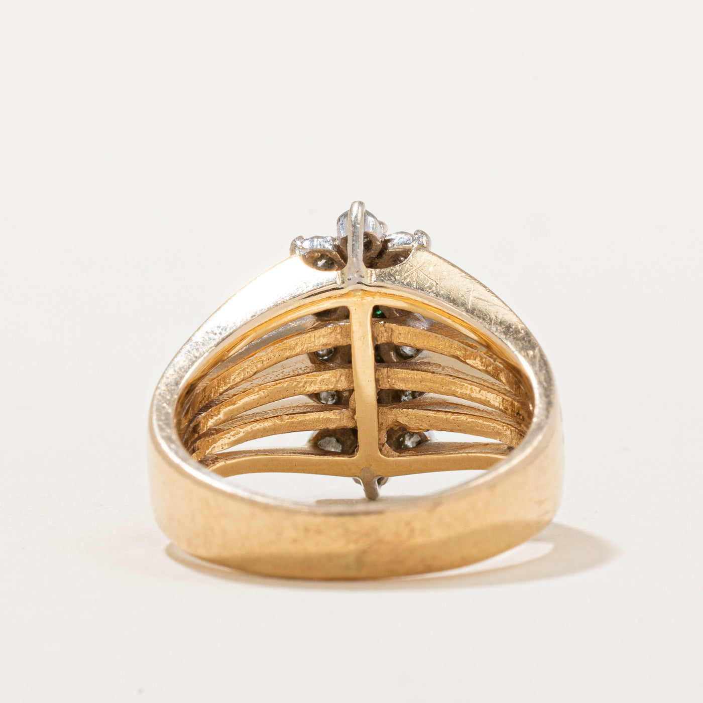 Diamond & Emerald Column Ring | 0.23ctw, 0.15ctw | SZ 4.75 |