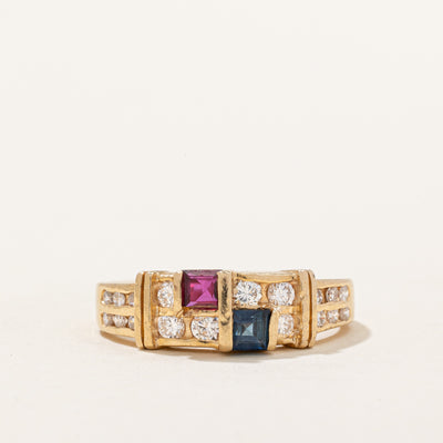 Ruby, Sapphire & Diamond Ring | 0.49ctw | SZ 6.75 |