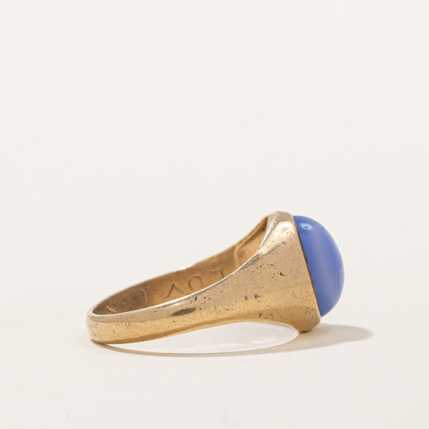Bague cocktail en agate bleue de Londres 1967 | 2,90 ct | Taille 7,5 | 