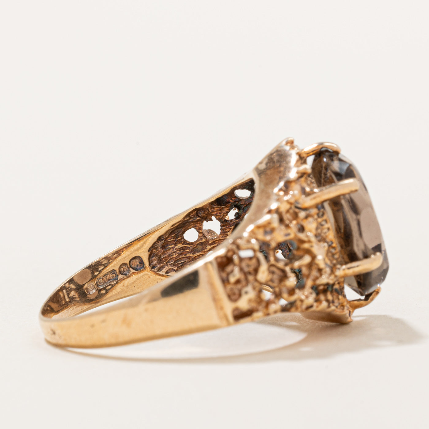 1972 London Smoky Quartz Cocktail Ring | 3.50ct | SZ 8.5 |