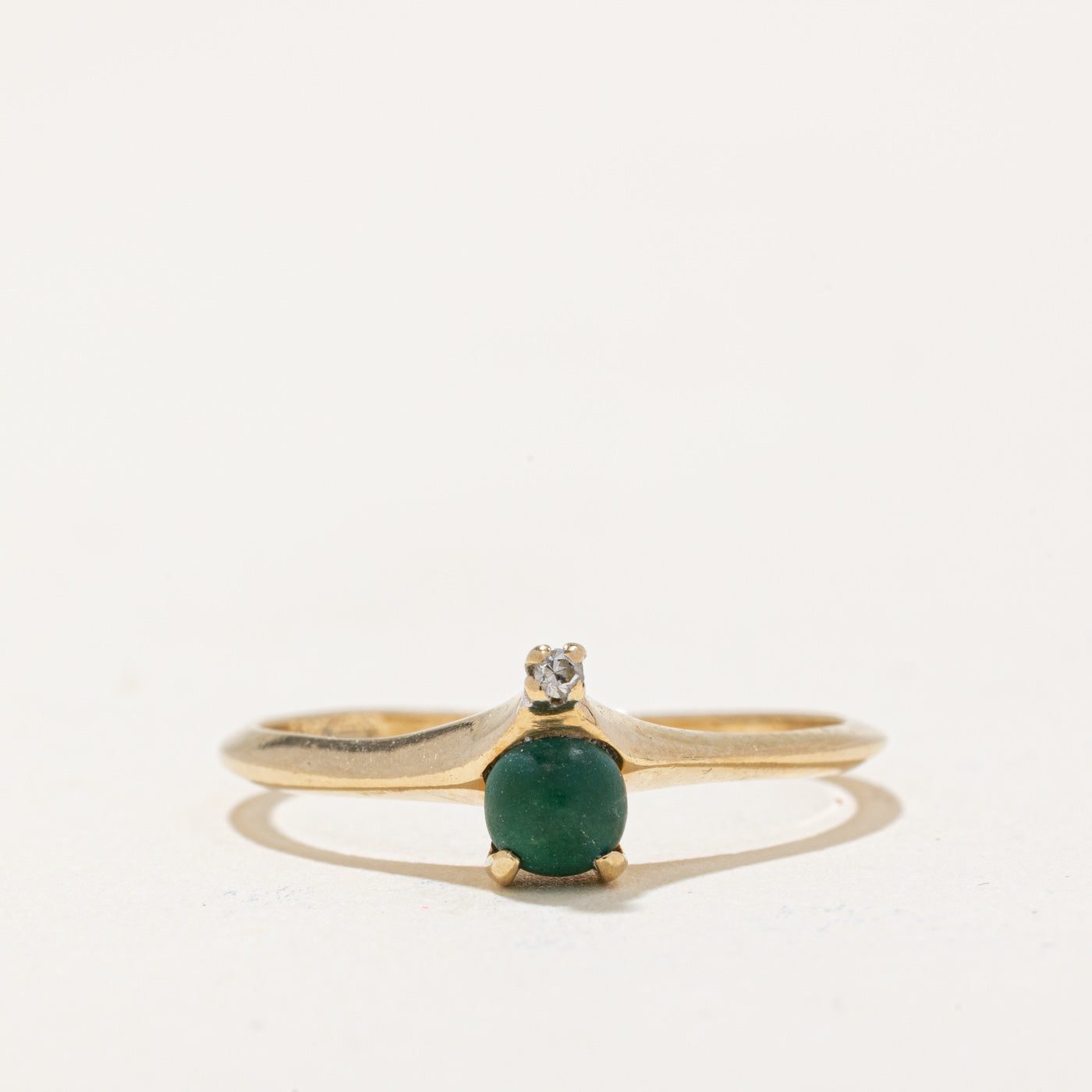 Jadeite & Diamond Chevron Ring | 0.35ct, 0.005ct | SZ 6.75 |