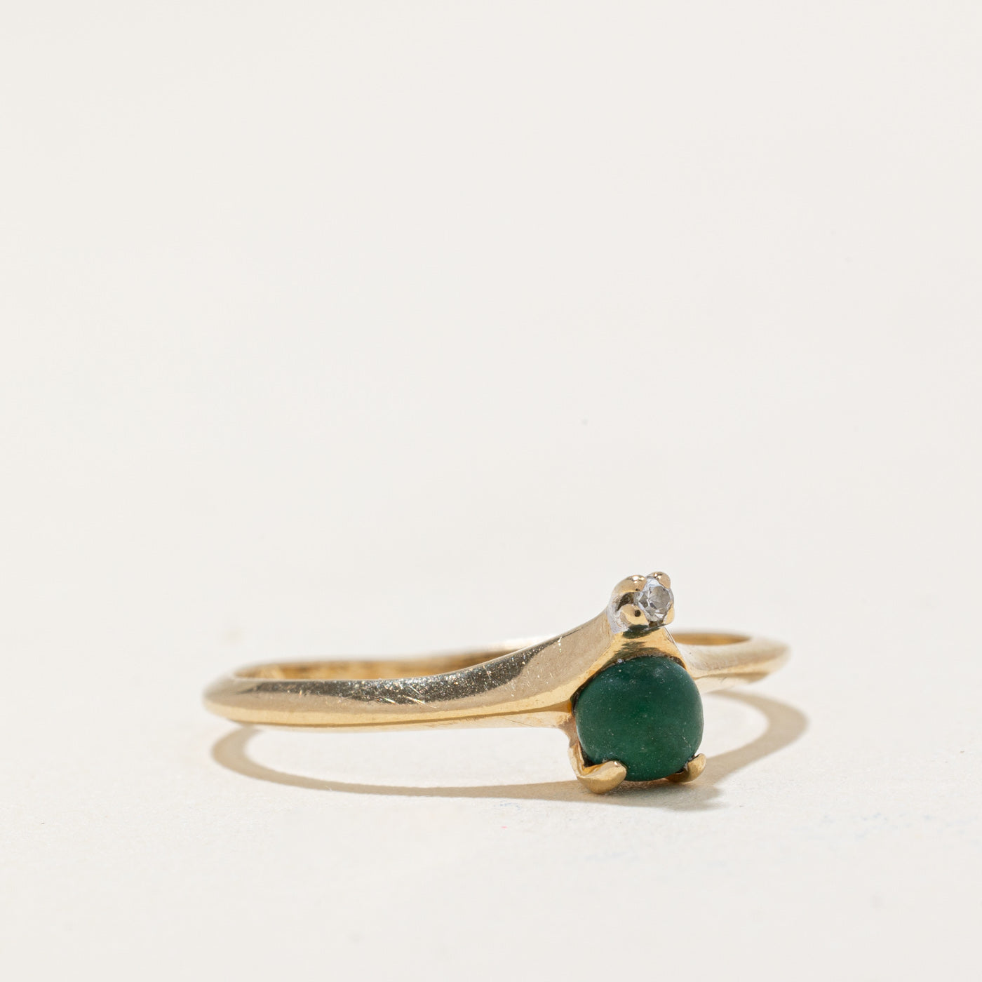 Jadeite & Diamond Chevron Ring | 0.35ct, 0.005ct | SZ 6.75 |