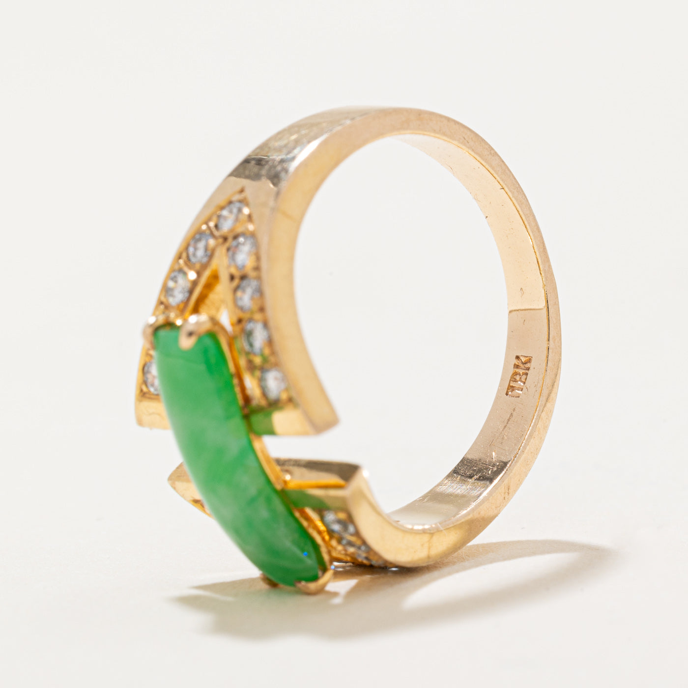 Bague cocktail en jadéite et diamants | 1,00 ct, 0,18 ct au total | Taille 5,75 | 