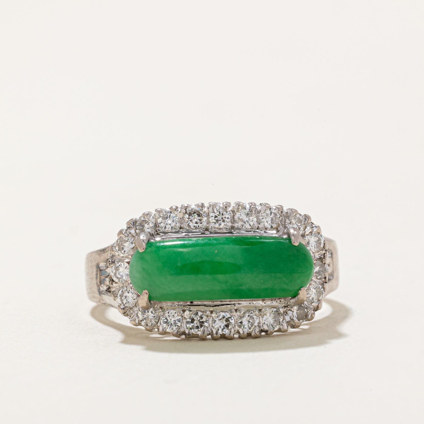 Jadeite & Diamond Ring | 1.20ct, 0.28ctw | SZ 6 |